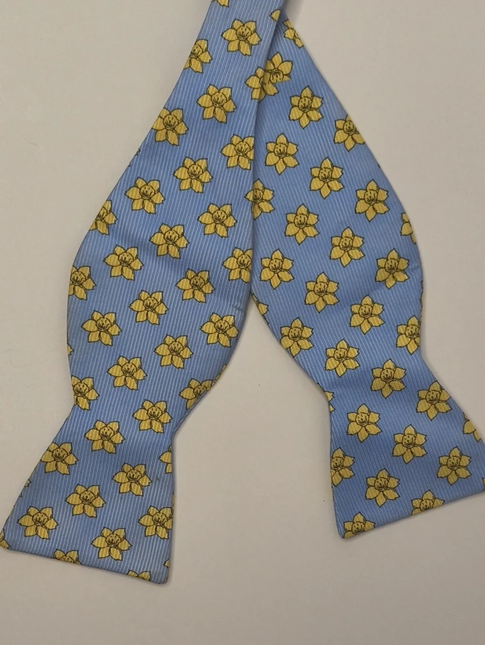 Blue Floral Bow Tie Yellow Flowers
